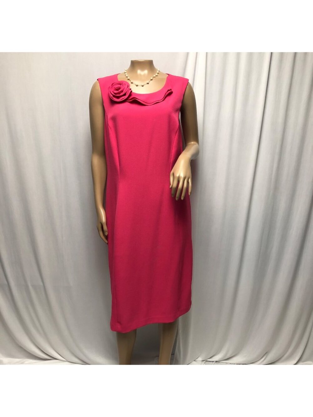 Evan Picone Black Label Dress Womens Size 12 Sleeveless Rosette Pink Coquette